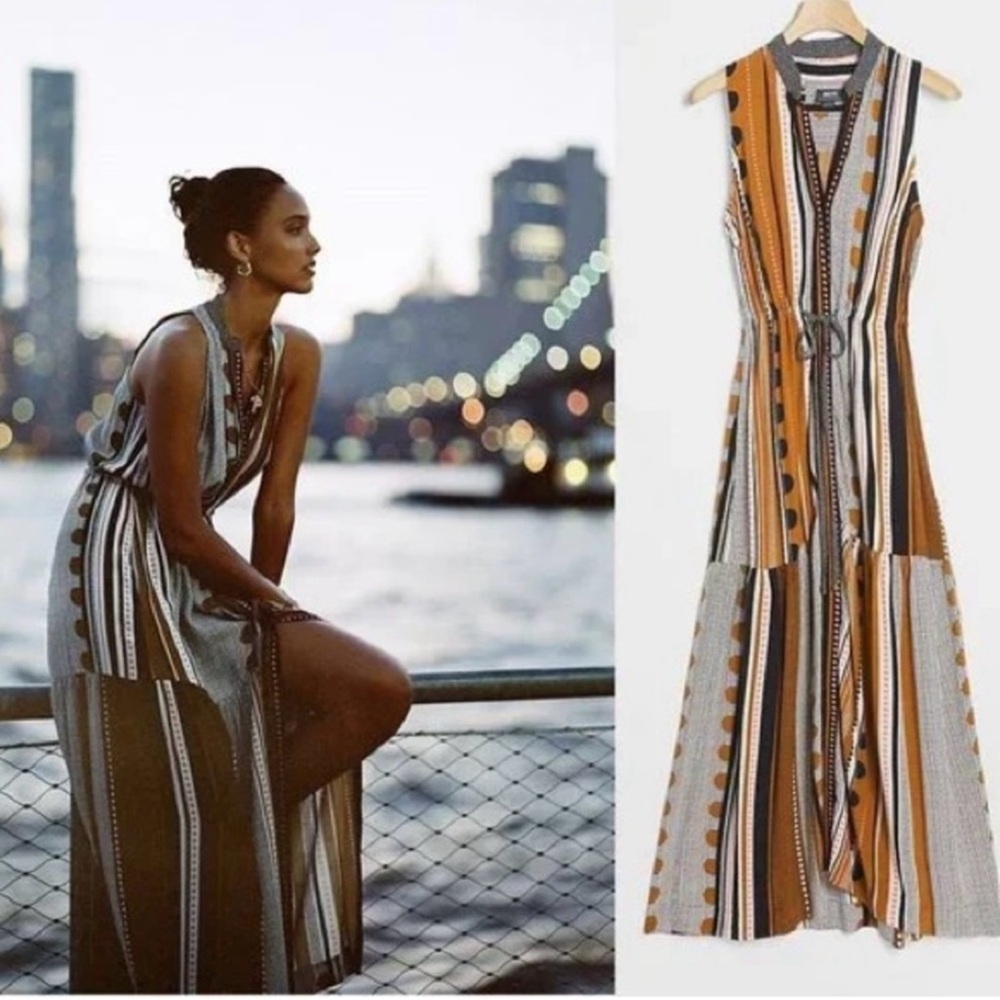 Anthropologie Maeve Striped Boho Maxi Dress - Size 10